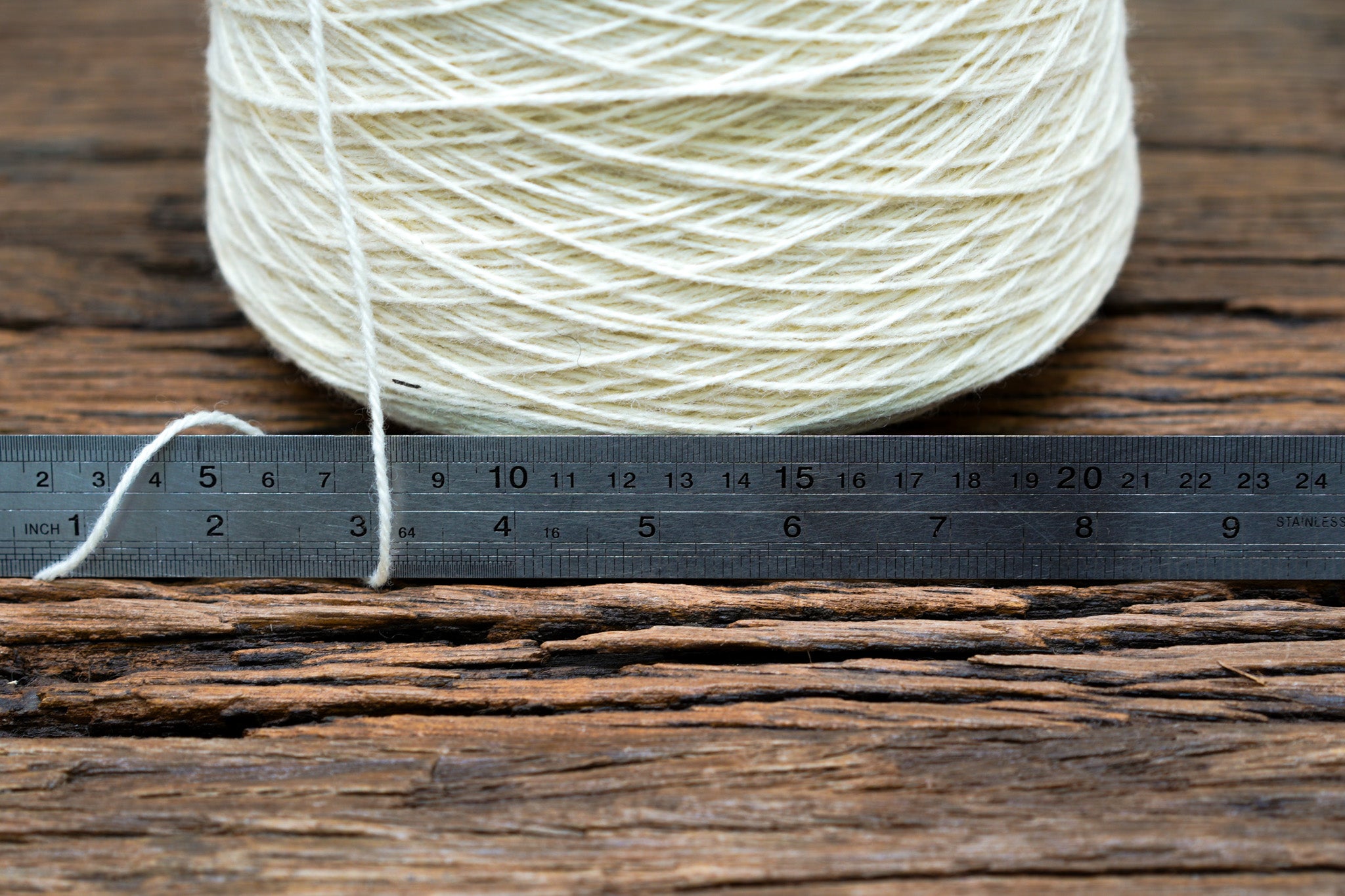 White sport New Zealand wool yarn in cone - 900g./31,7oz