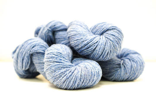 Blue melange color Merino and Suffolk wool yarn blend