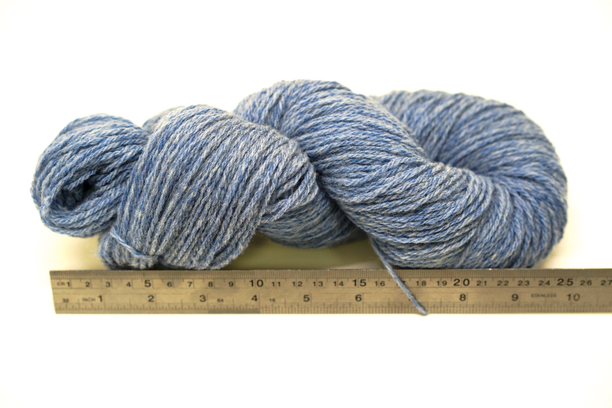 Blue melange color Merino and Suffolk wool yarn blend