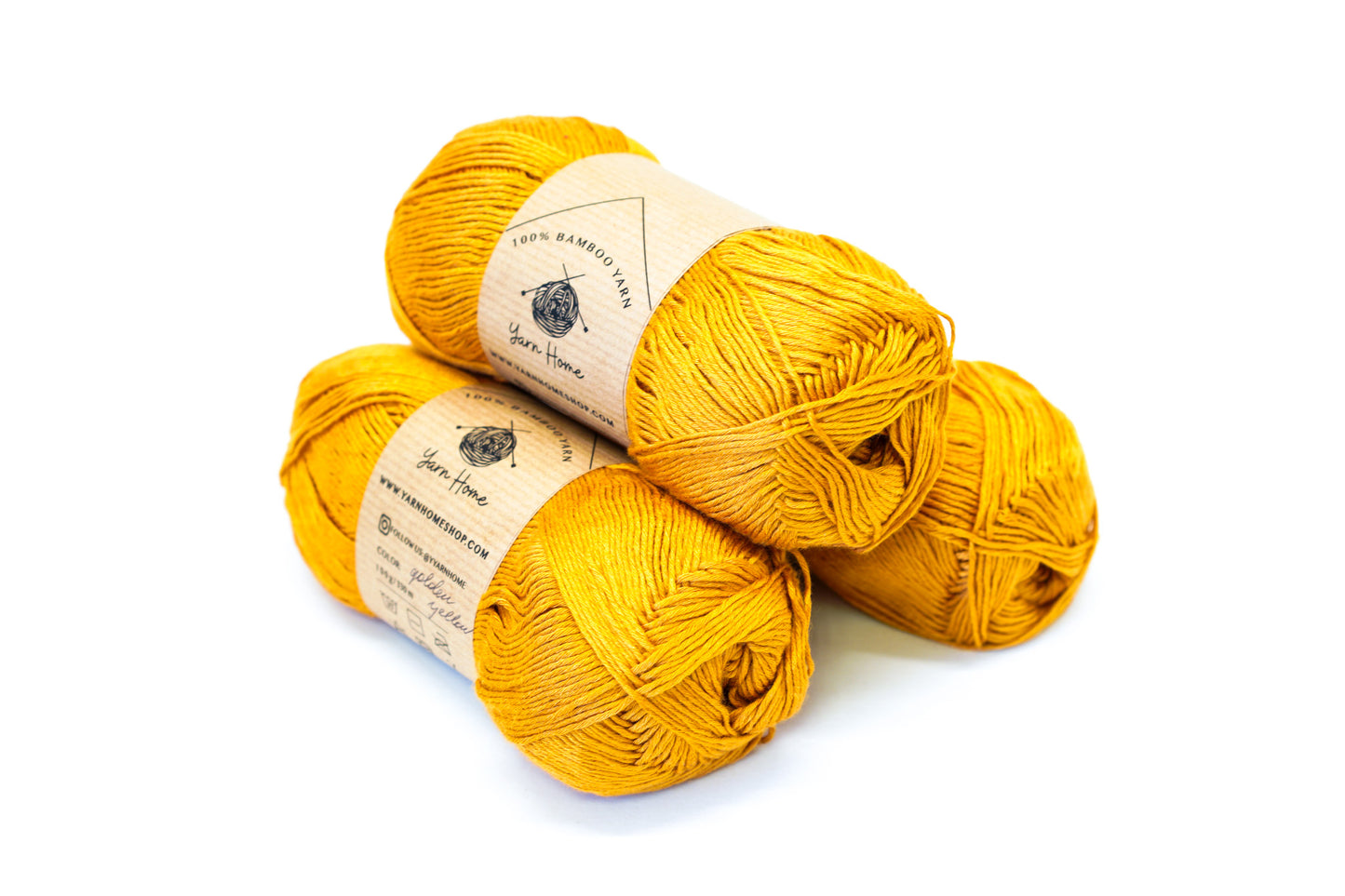 Goden yellow 100% bamboo yarn 100g/3,5oz.