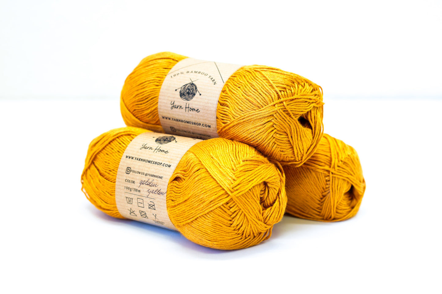 Goden yellow 100% bamboo yarn 100g/3,5oz.