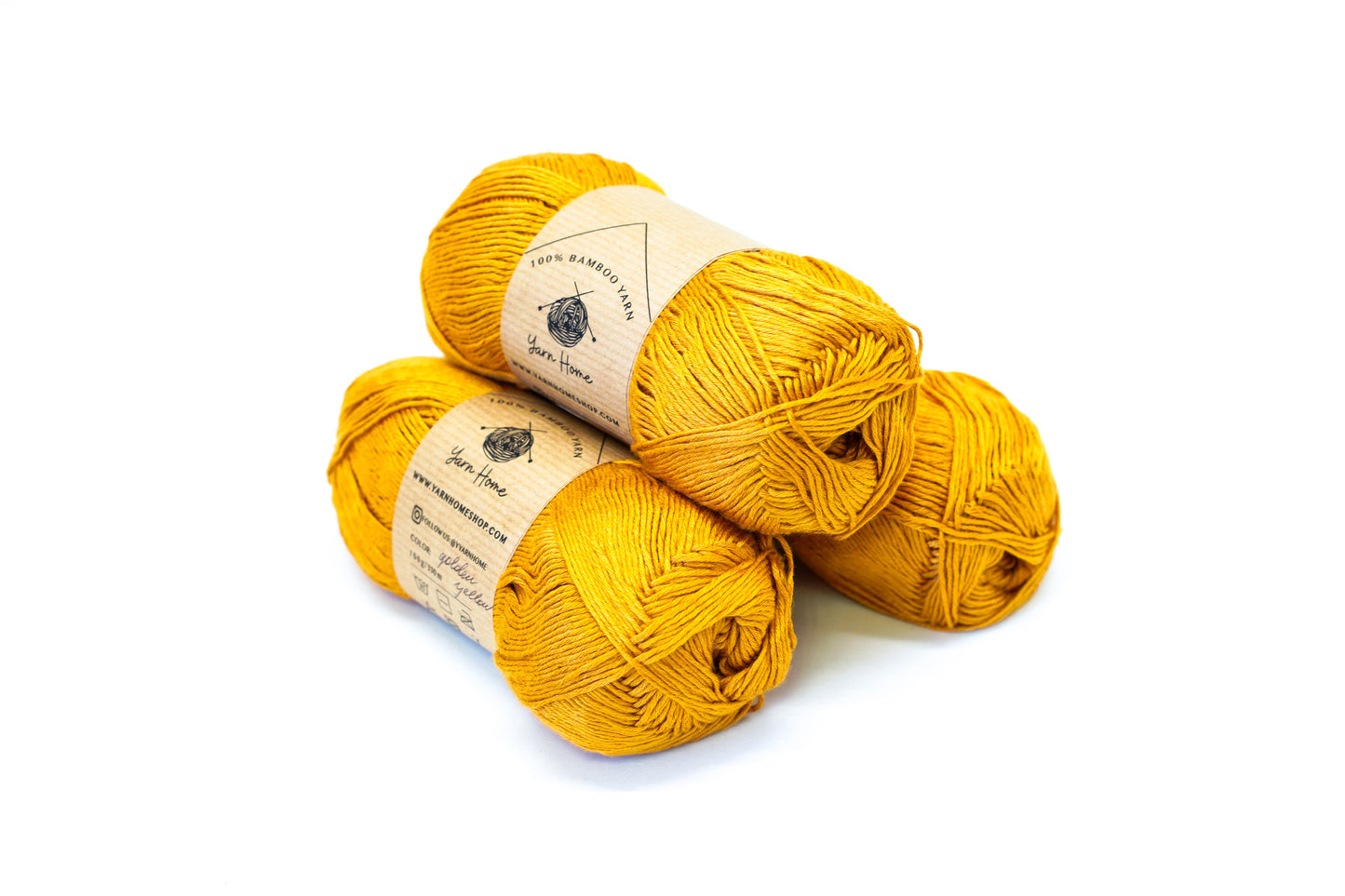 Goden yellow 100% bamboo yarn 100g/3,5oz.