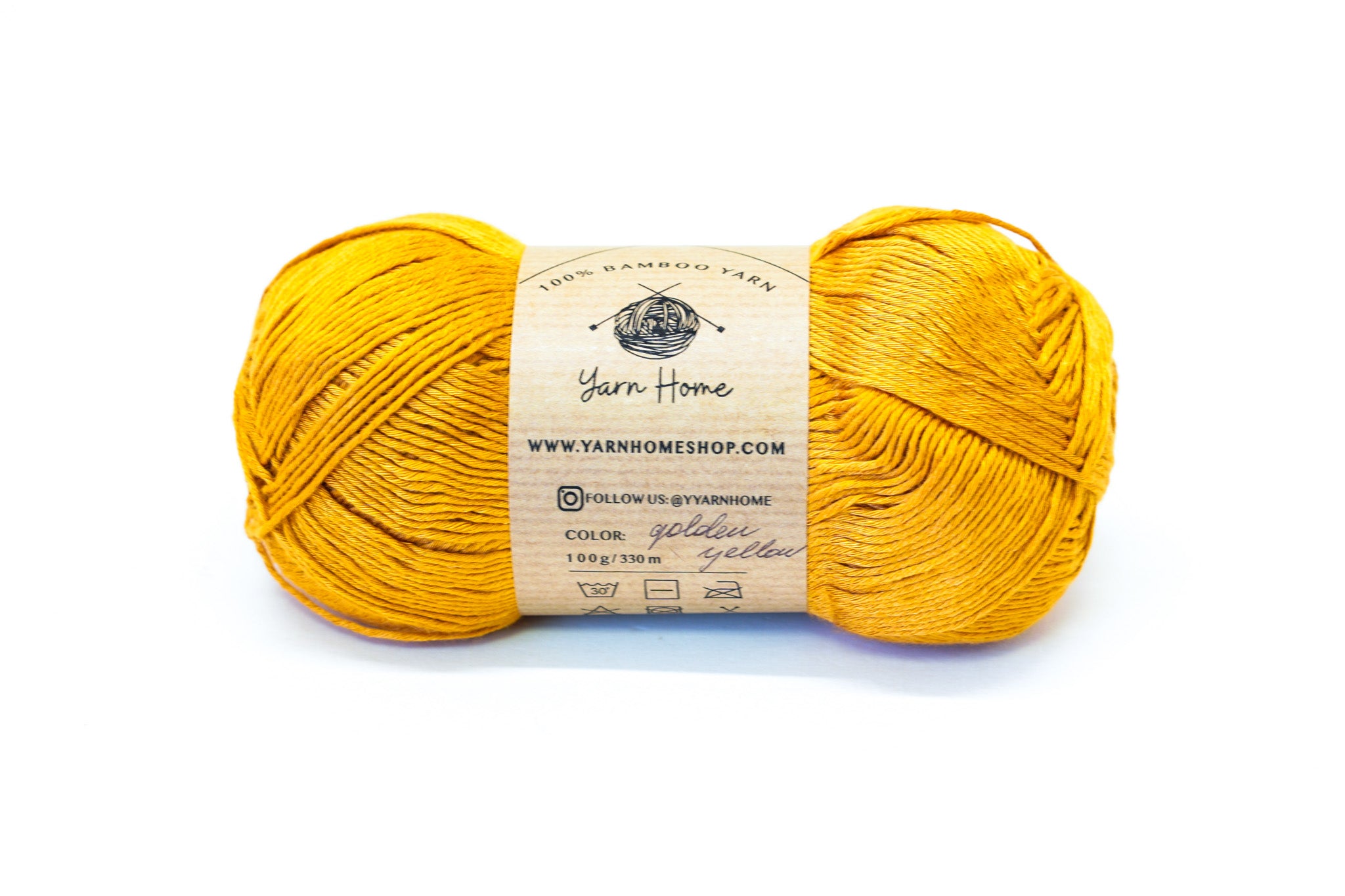 Goden yellow 100% bamboo yarn 100g/3,5oz.