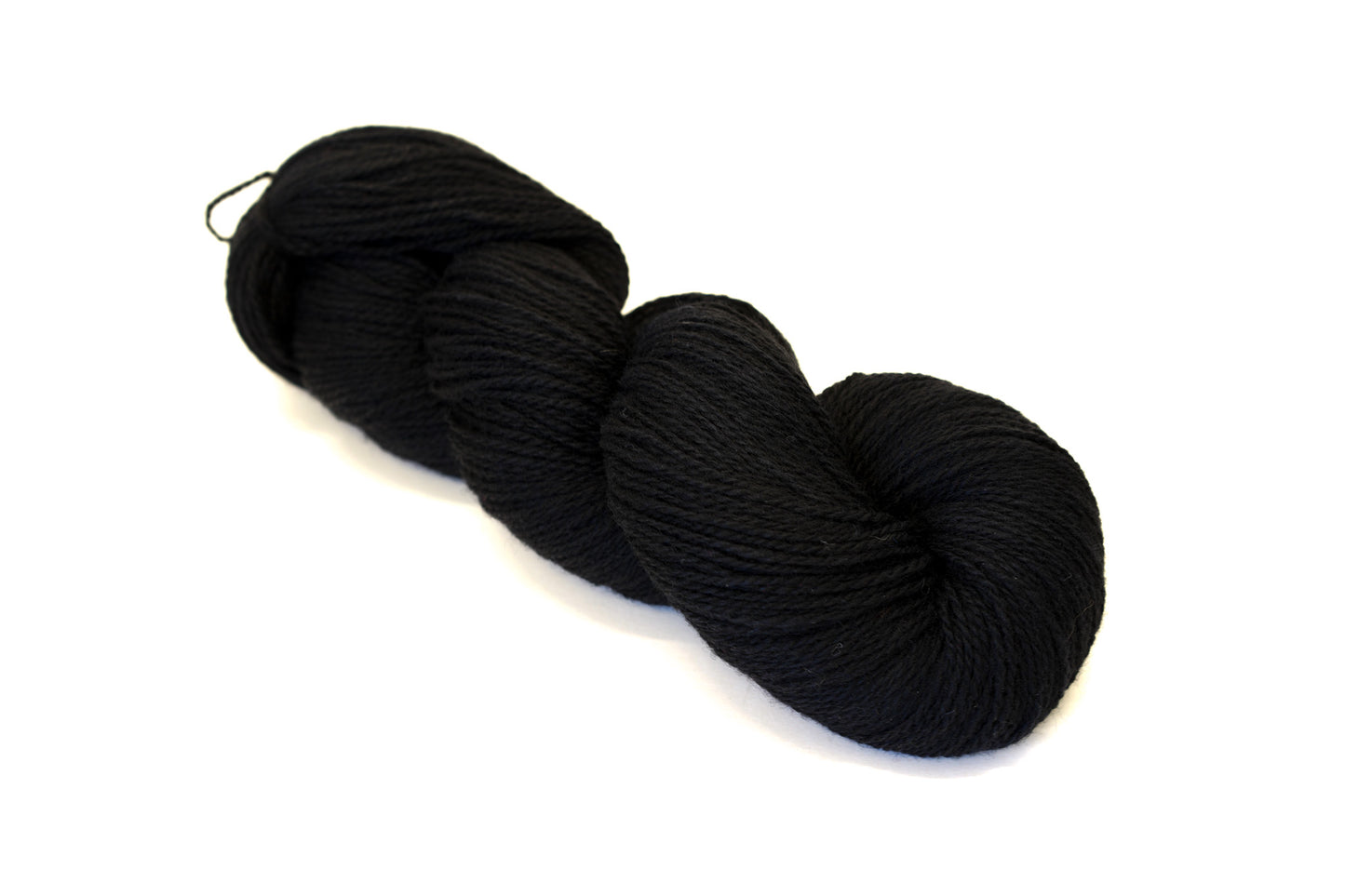 Black color wool blend yarn - 80% wool