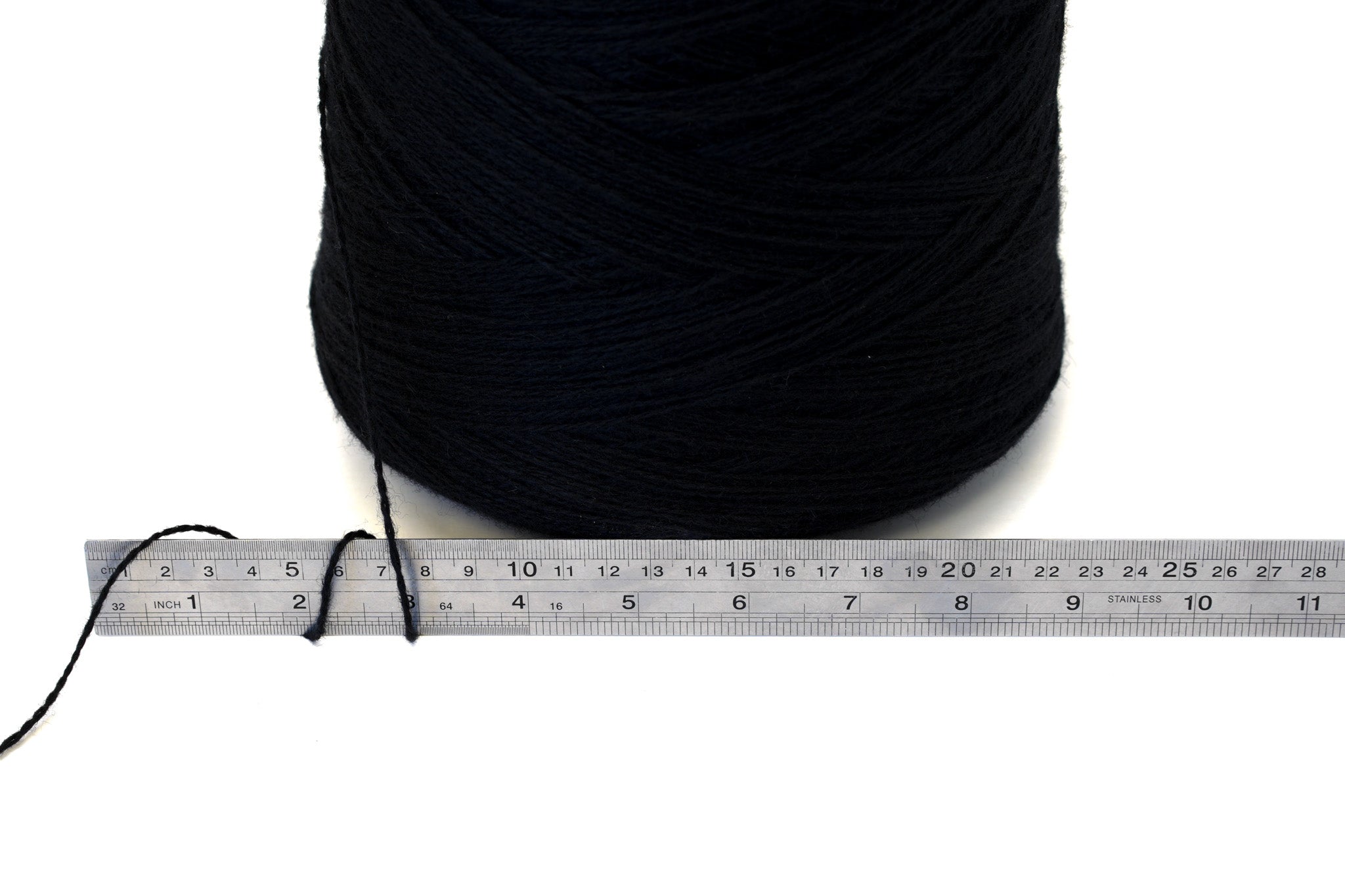 Black color wool blend yarn - 80% wool