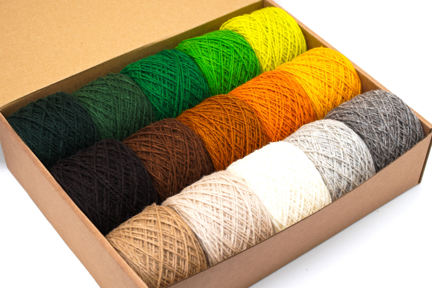 Wool yarn gift box for socks making, macrame, needlepoint - 50 g/175m/15 units