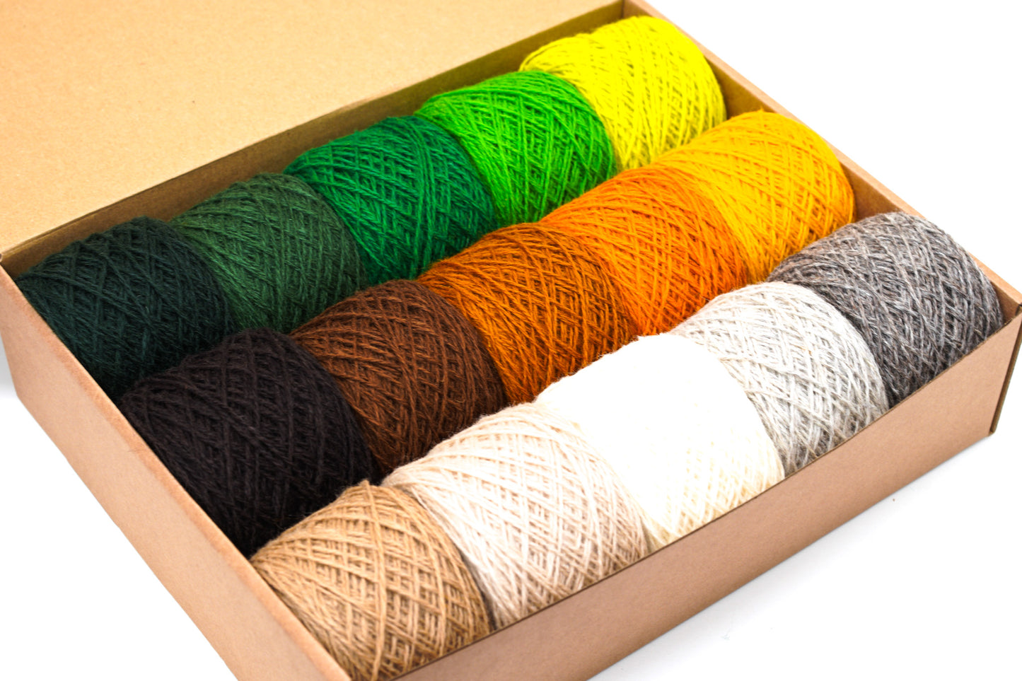 Wool yarn gift box for socks making, macrame, needlepoint - 50 g/175m/15 units