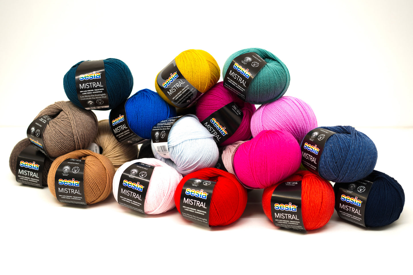 SESIA Mistral virgin wool in 23 bright colors 50g./175m