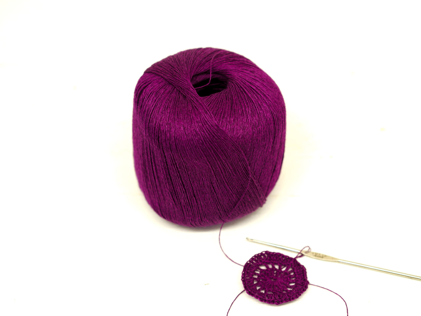 100% linen yarn in purple rose color