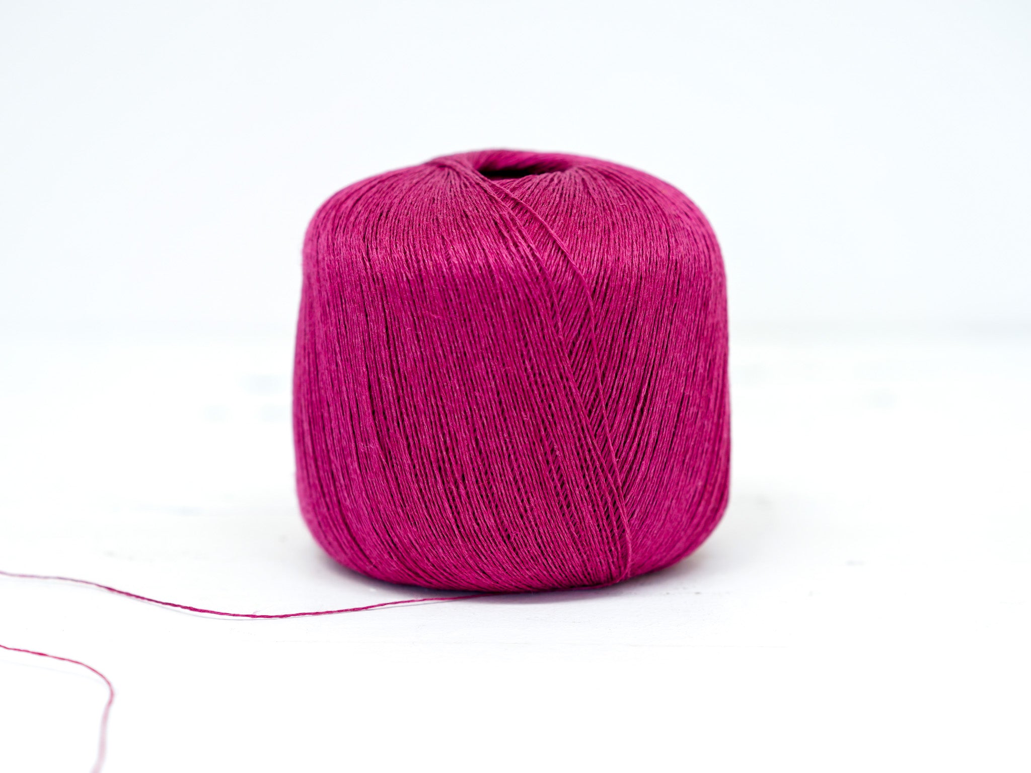100% linen yarn in rasberry pink color