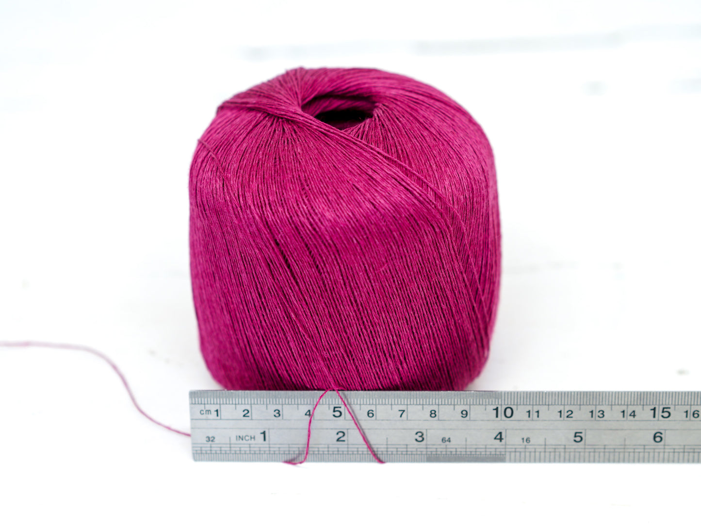 100% linen yarn in rasberry pink color