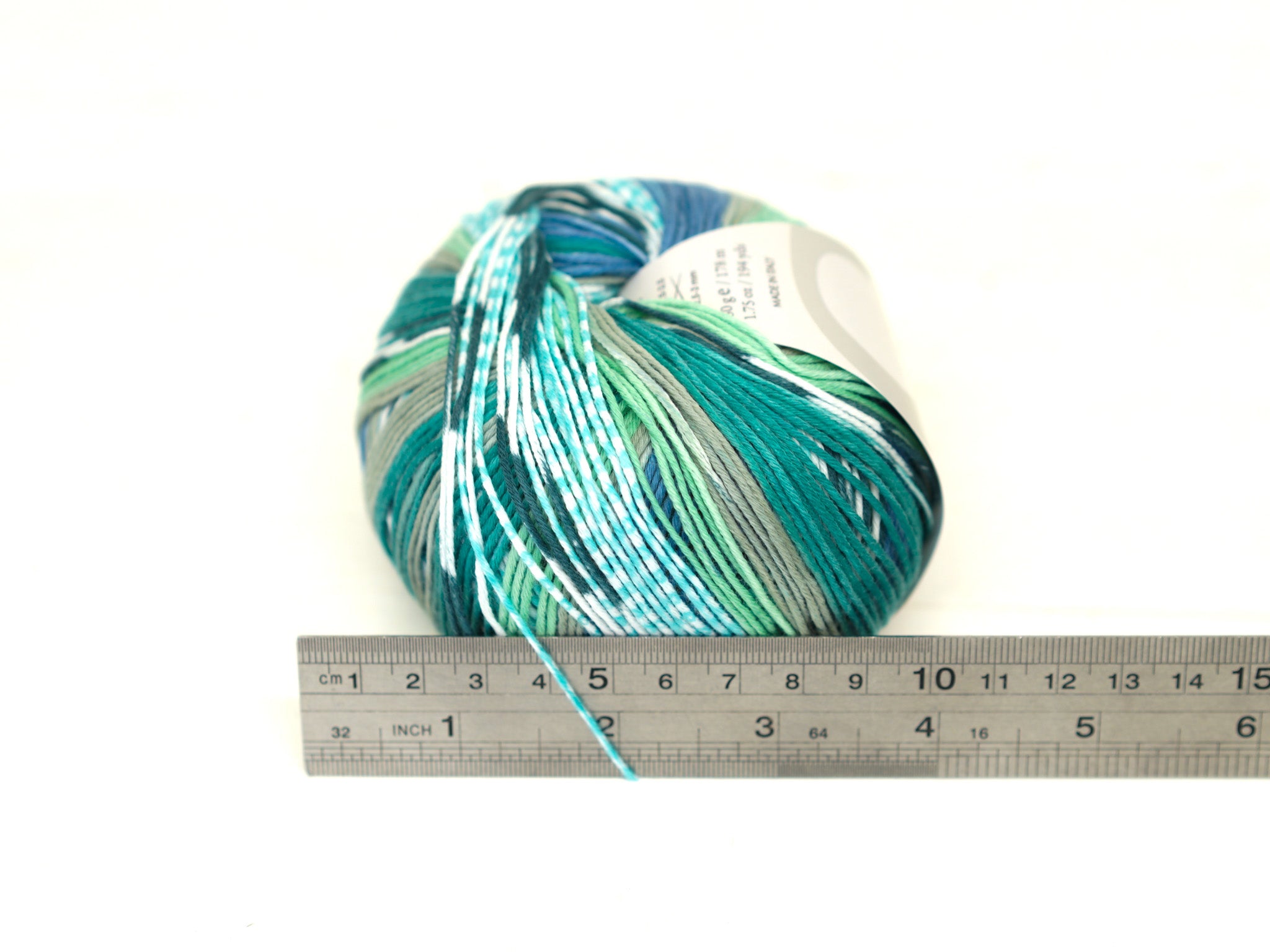 Blau/grünes SESIA Bimbo Baumwollgarn – handgefärbt – 100 % Baumwolle – 50 g / 178 m