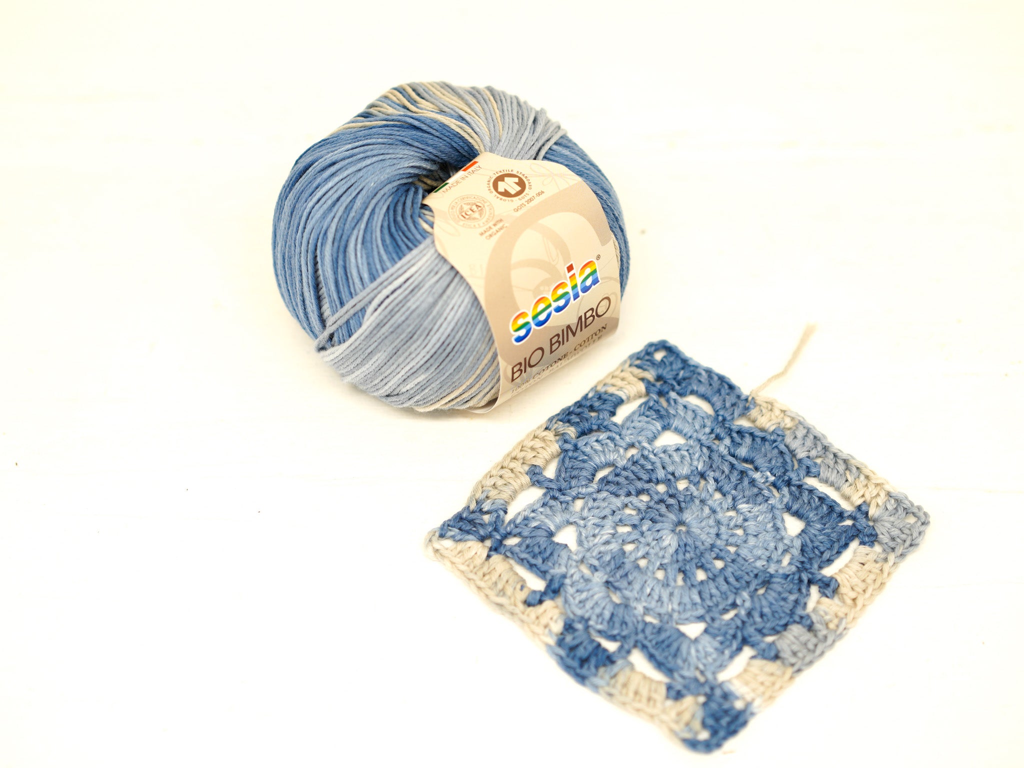 Denimblaues SESIA Bio Bimbo Baumwollgarn – 100 % Baumwolle – 50 g / 180 m