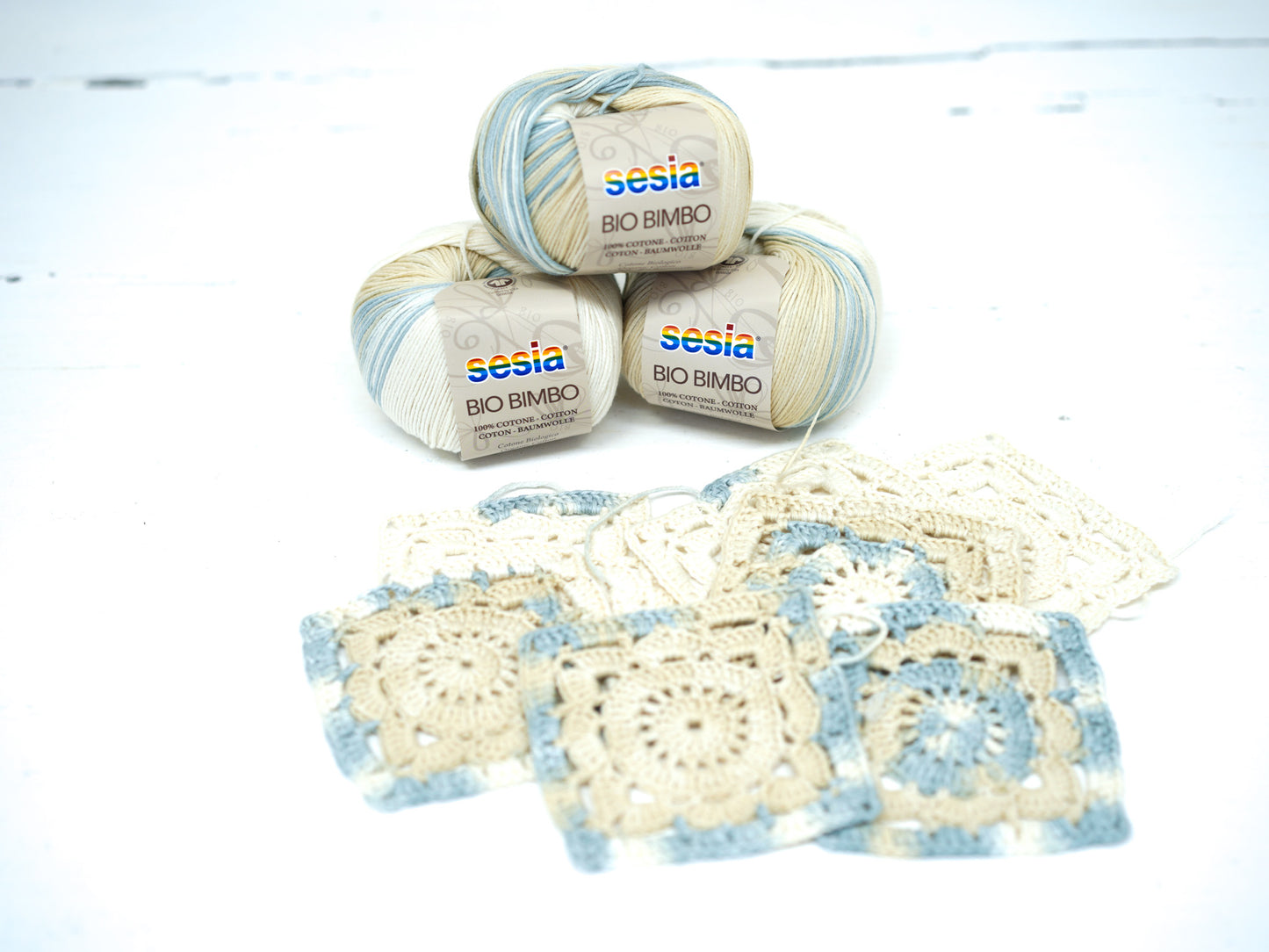 Blue-beige SESIA Bio Bimbo - 100% Cotton - 50g / 180m