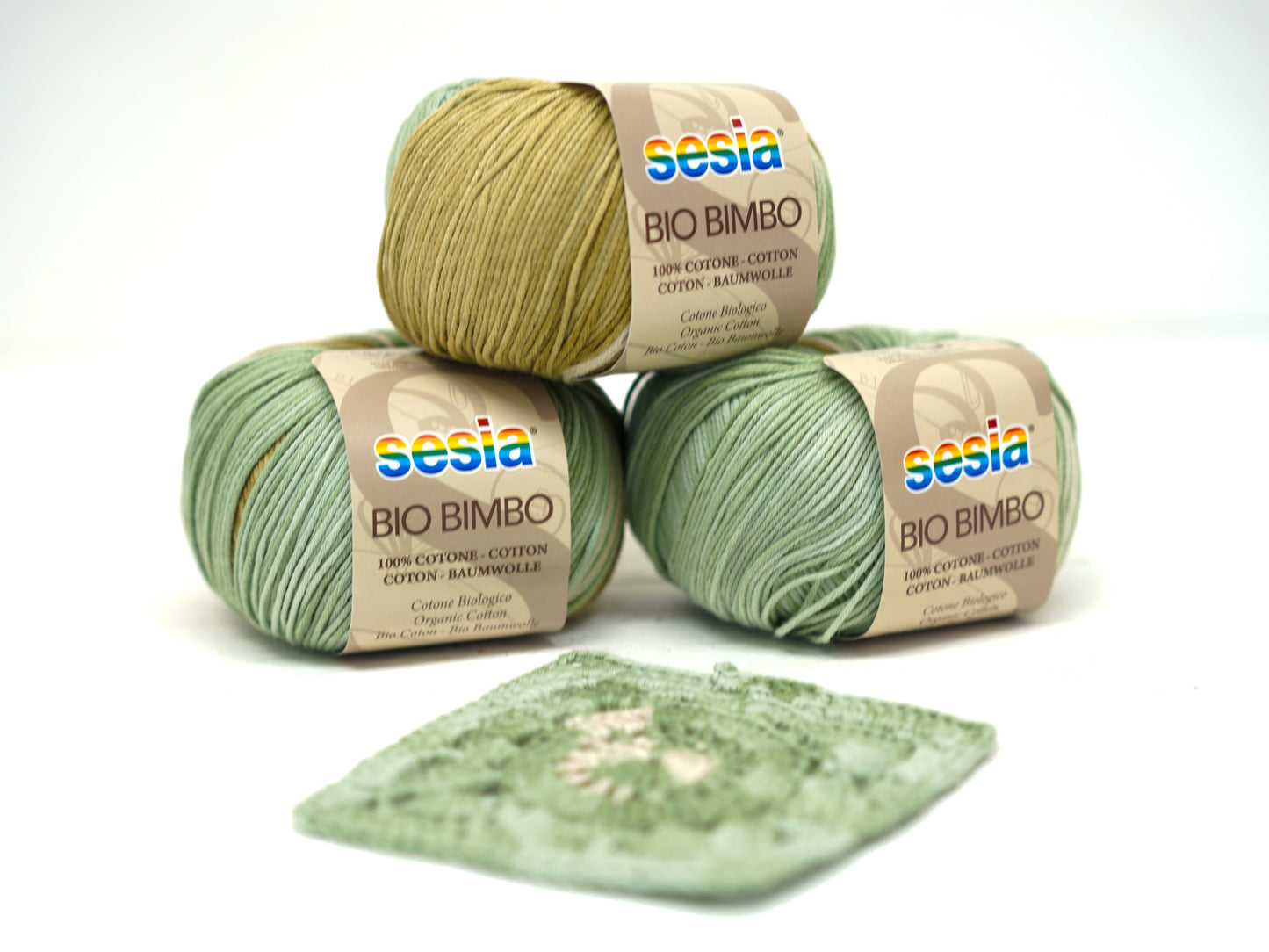 Green/khaki/beige SESIA Bio Bimbo - 100% Cotton - 50g / 180m