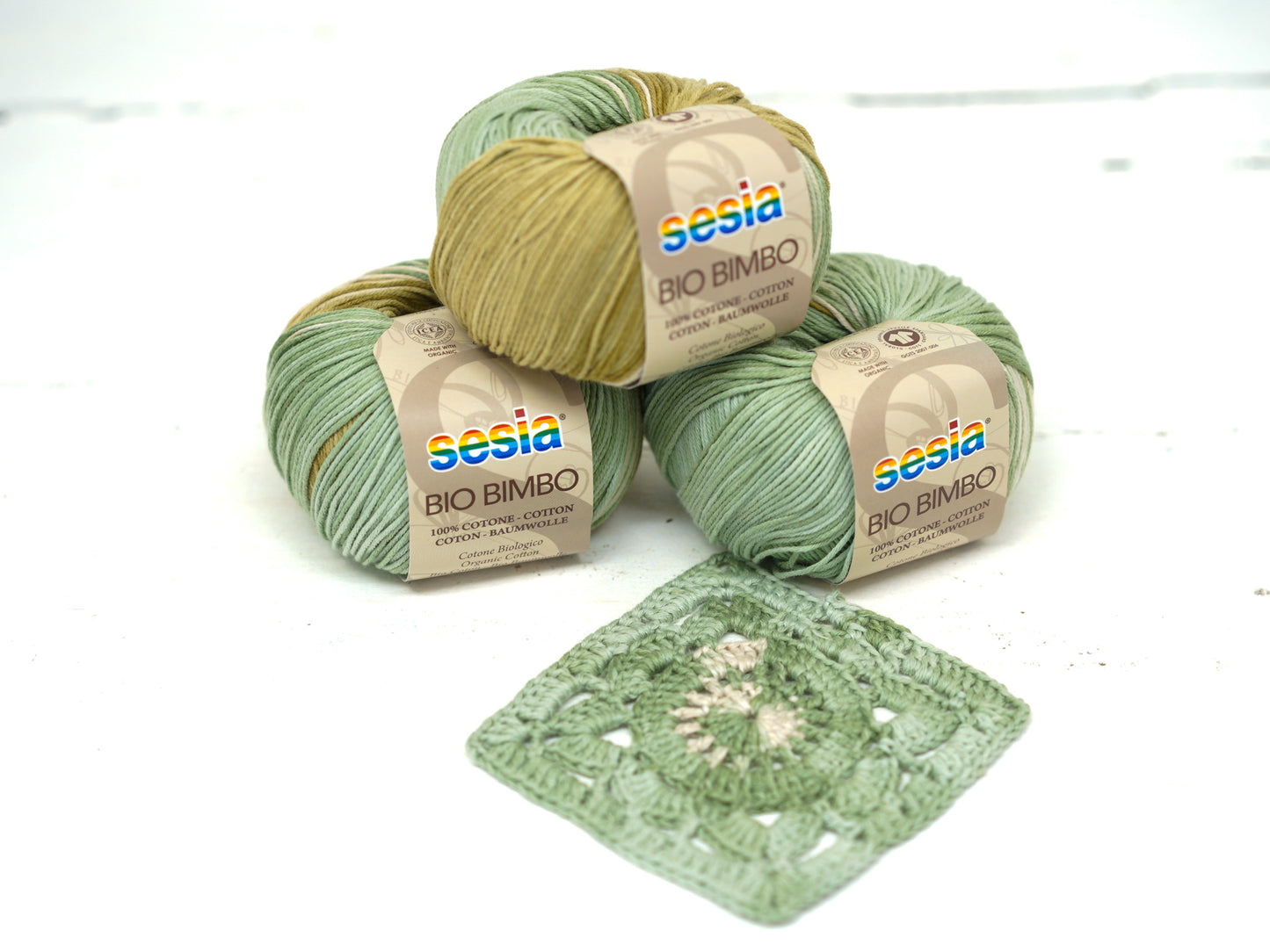 Green/khaki/beige SESIA Bio Bimbo - 100% Cotton - 50g / 180m