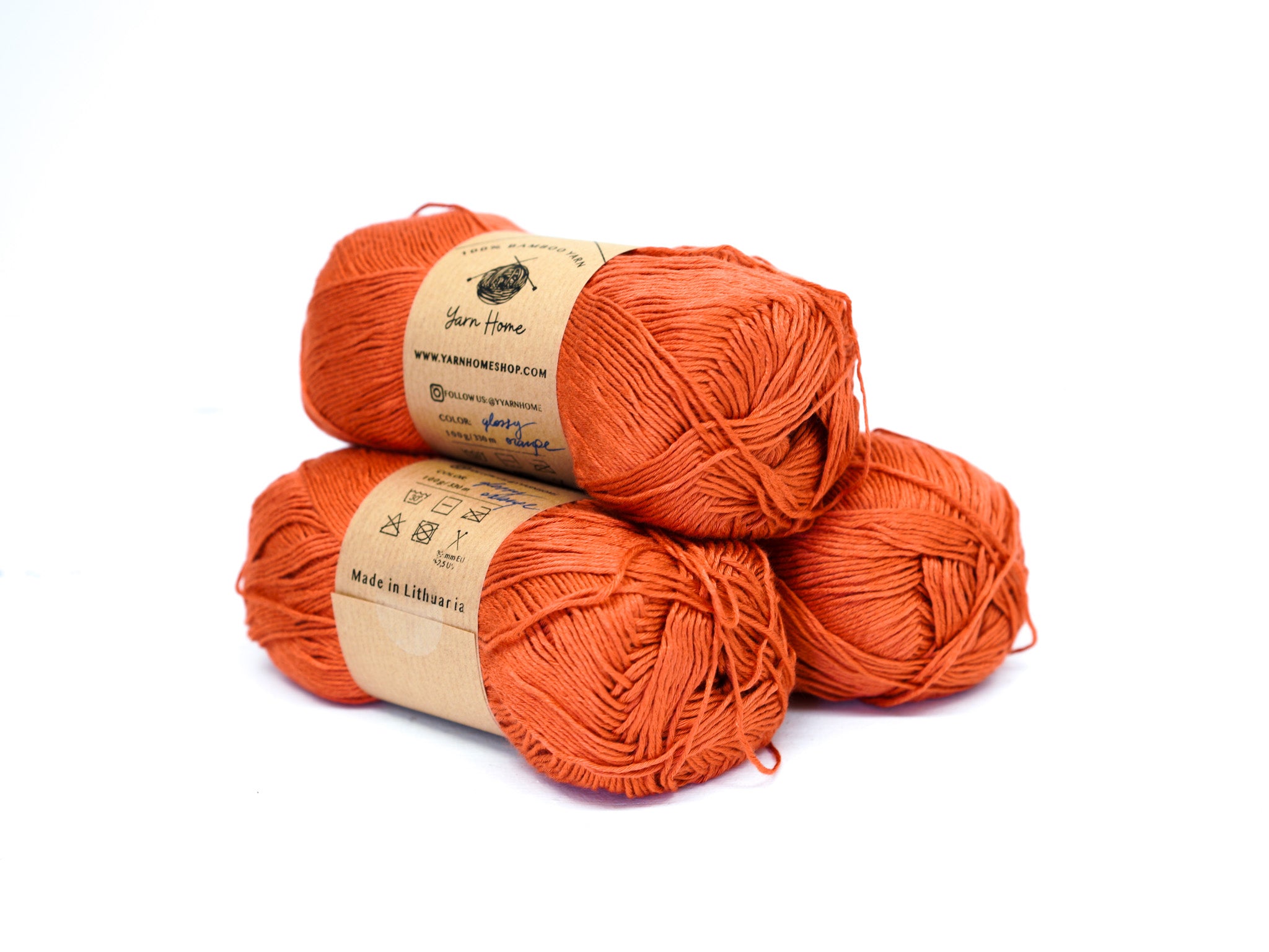 Glossy orange bamboo yarn
