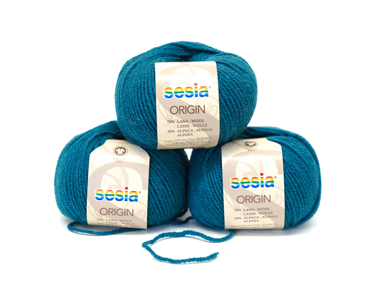 Emerald blue SESIA Origin – 70% Virgin Wool Alpaca blend, 50g / 112m