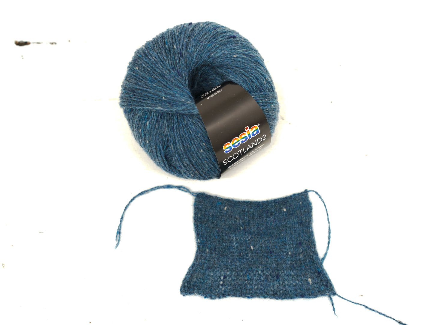 Sesia Scotland 2 Yarn – Denim Blue Tweed, 100% Virgin Wool, 50g 350m (1.75oz 382yds)