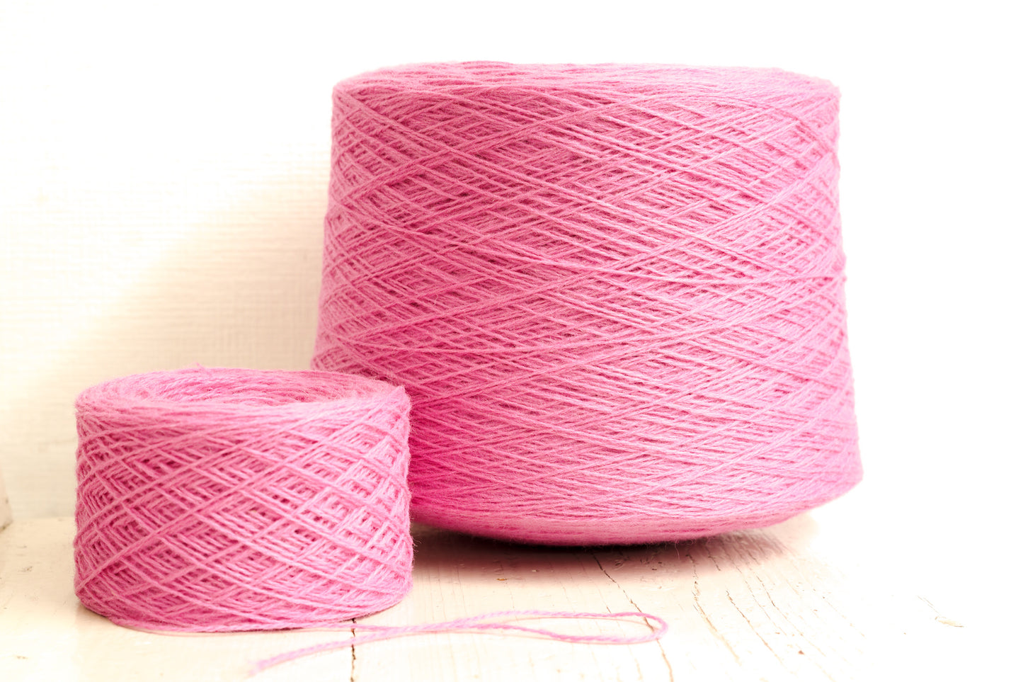 Rose fingering wool yarn in cones - 500