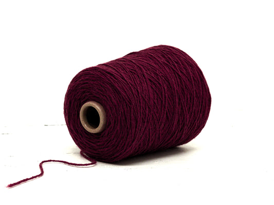 Burgundy red wool yarn in cone - 575
