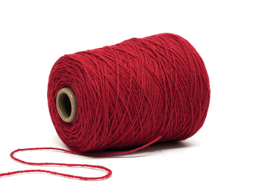 Bright red wool yarn in cone - 560