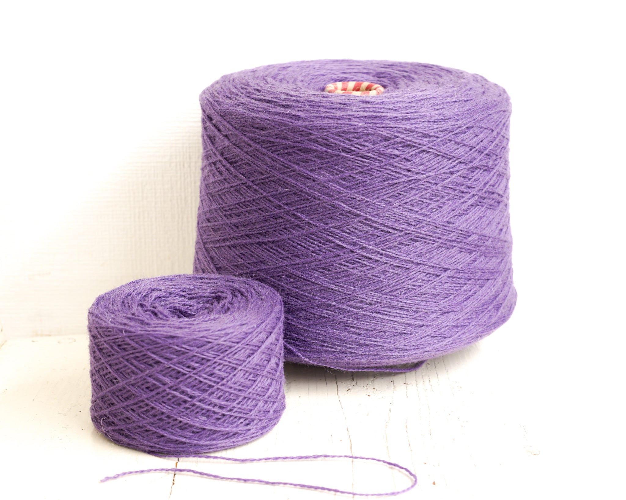 Purple color wool yarn cone, Yarn for knitting