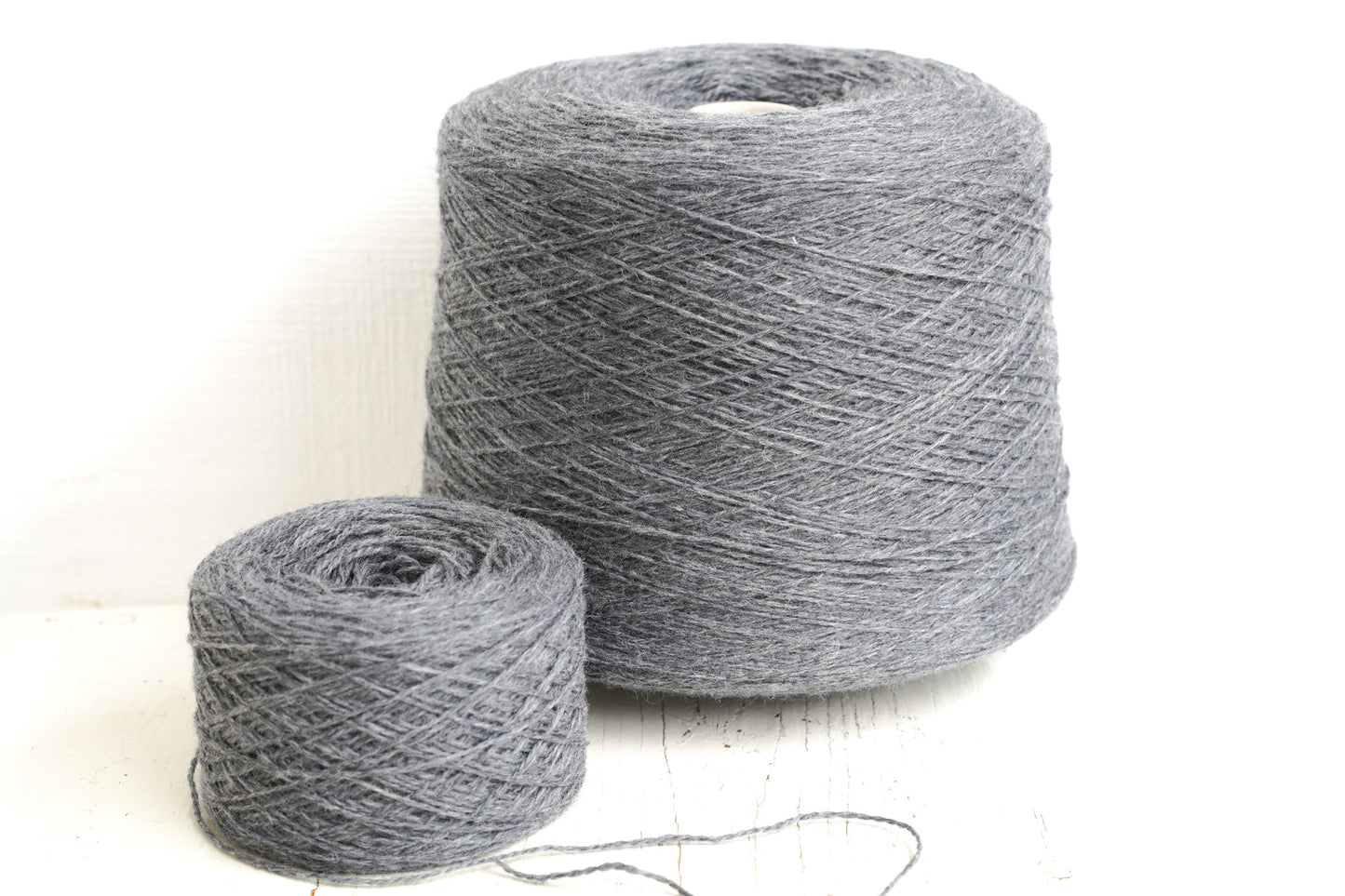 Mid Grey natural wool yarn in cone - 203