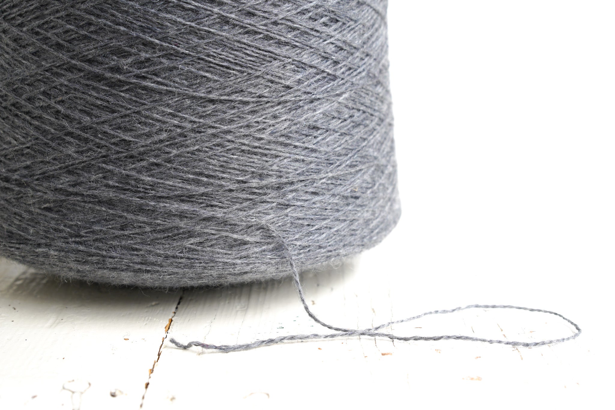 Mid Grey natural wool yarn in cone - 203