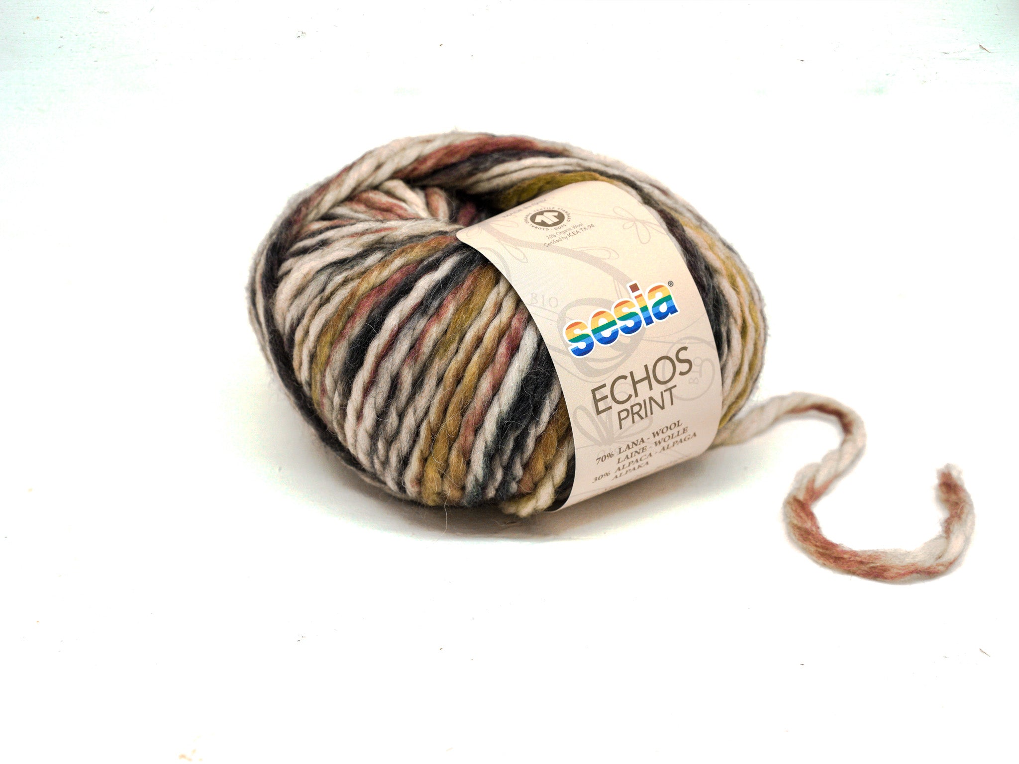 Brown-grey-red Hand-Dyed style Wool 70% Alpaca 30 Yarn - SESIA