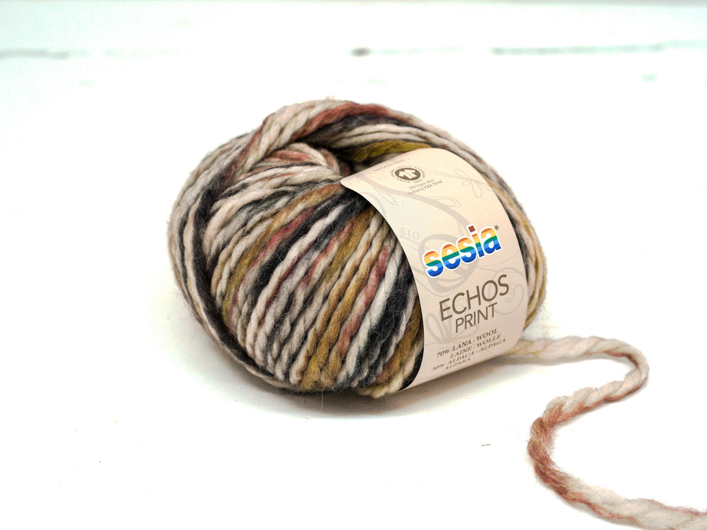 Brown-grey-red Hand-Dyed style Wool 70% Alpaca 30 Yarn - SESIA