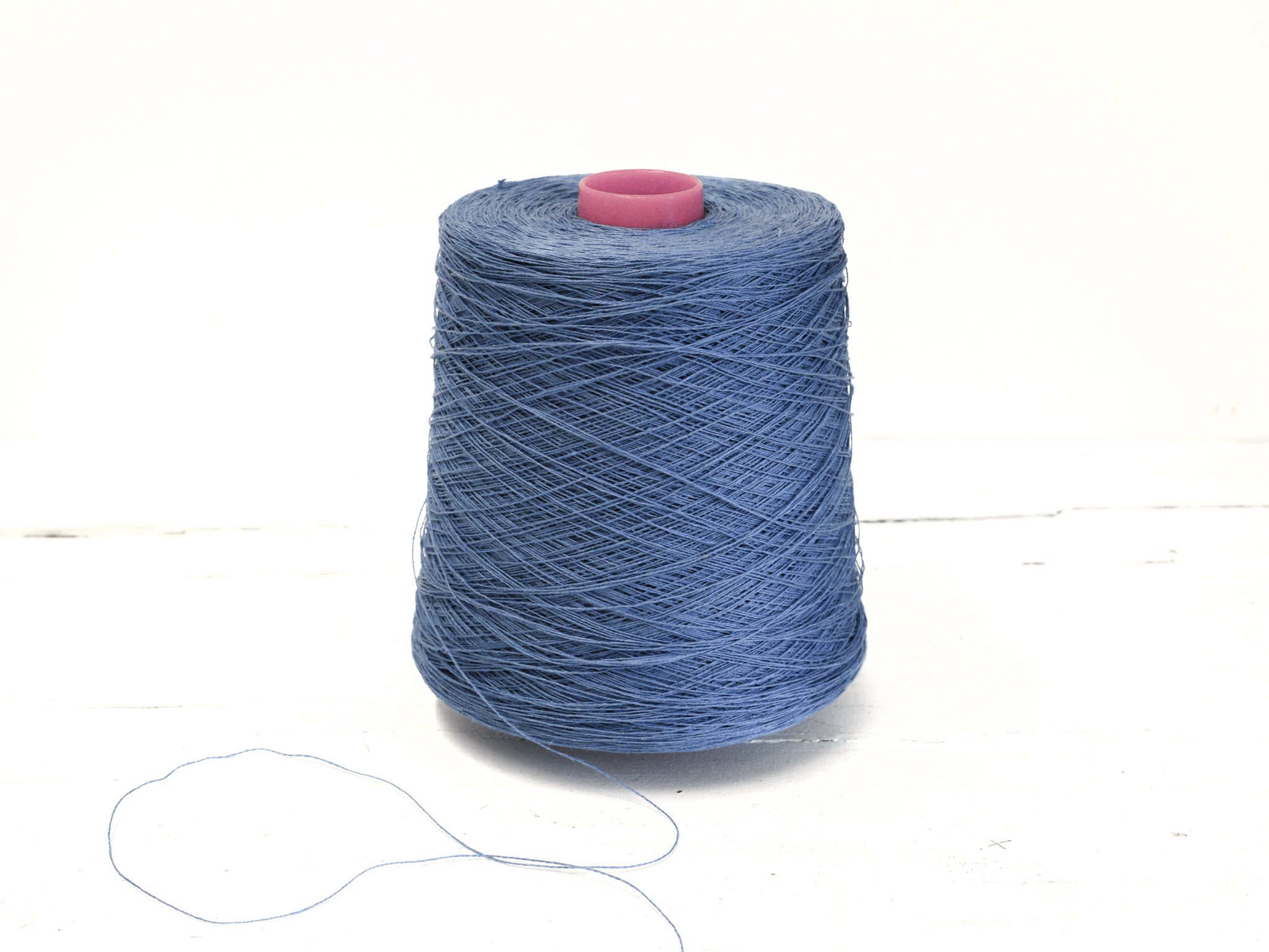 Denim blue Linen Yarn: Baltic Flax, Lace Knitting, Crochet (100g/1000m in Cone)