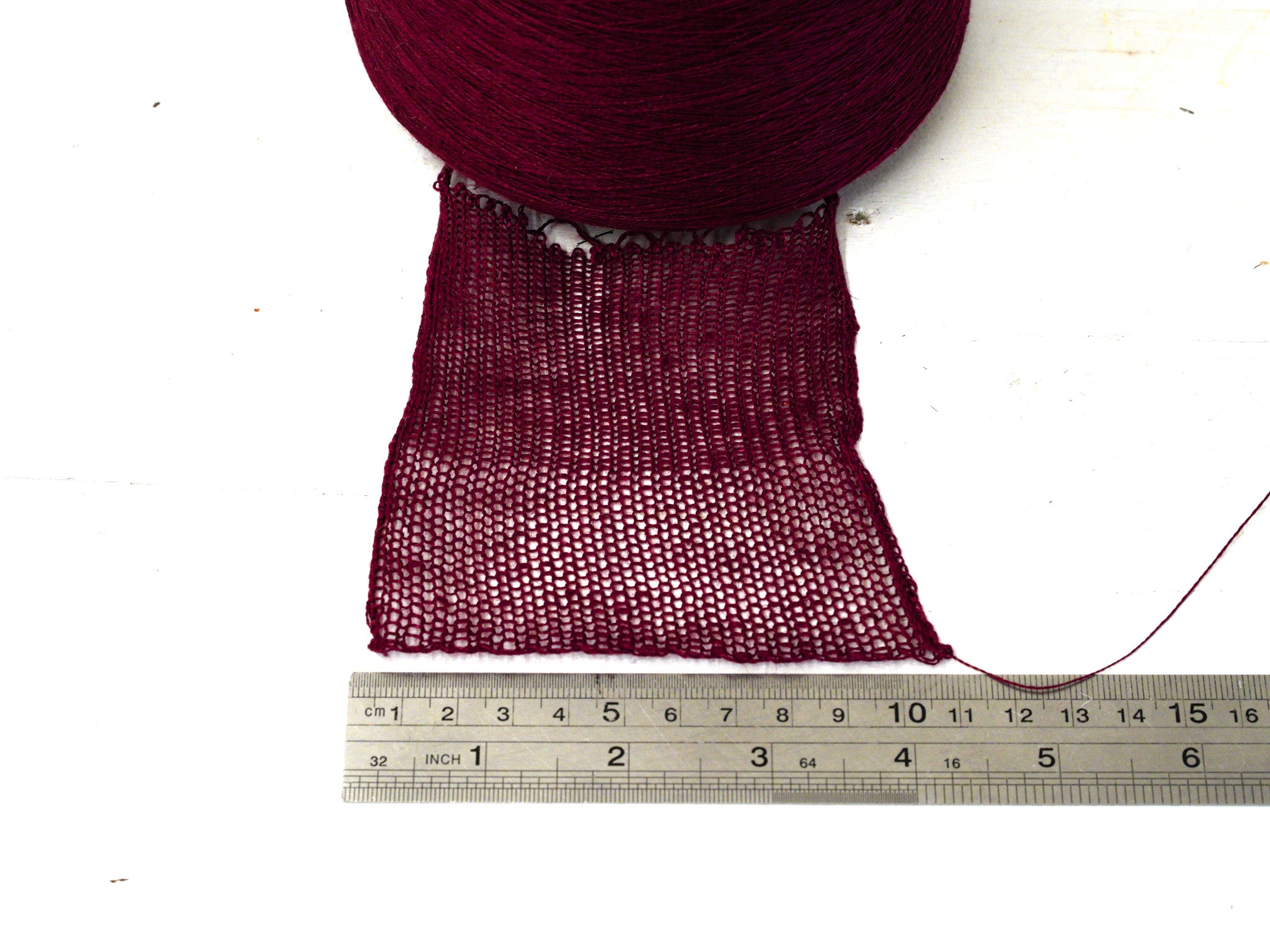 Burgundy red Linen Yarn: Baltic Flax, Lace Knitting, Crochet (100g/1000m in Cone)