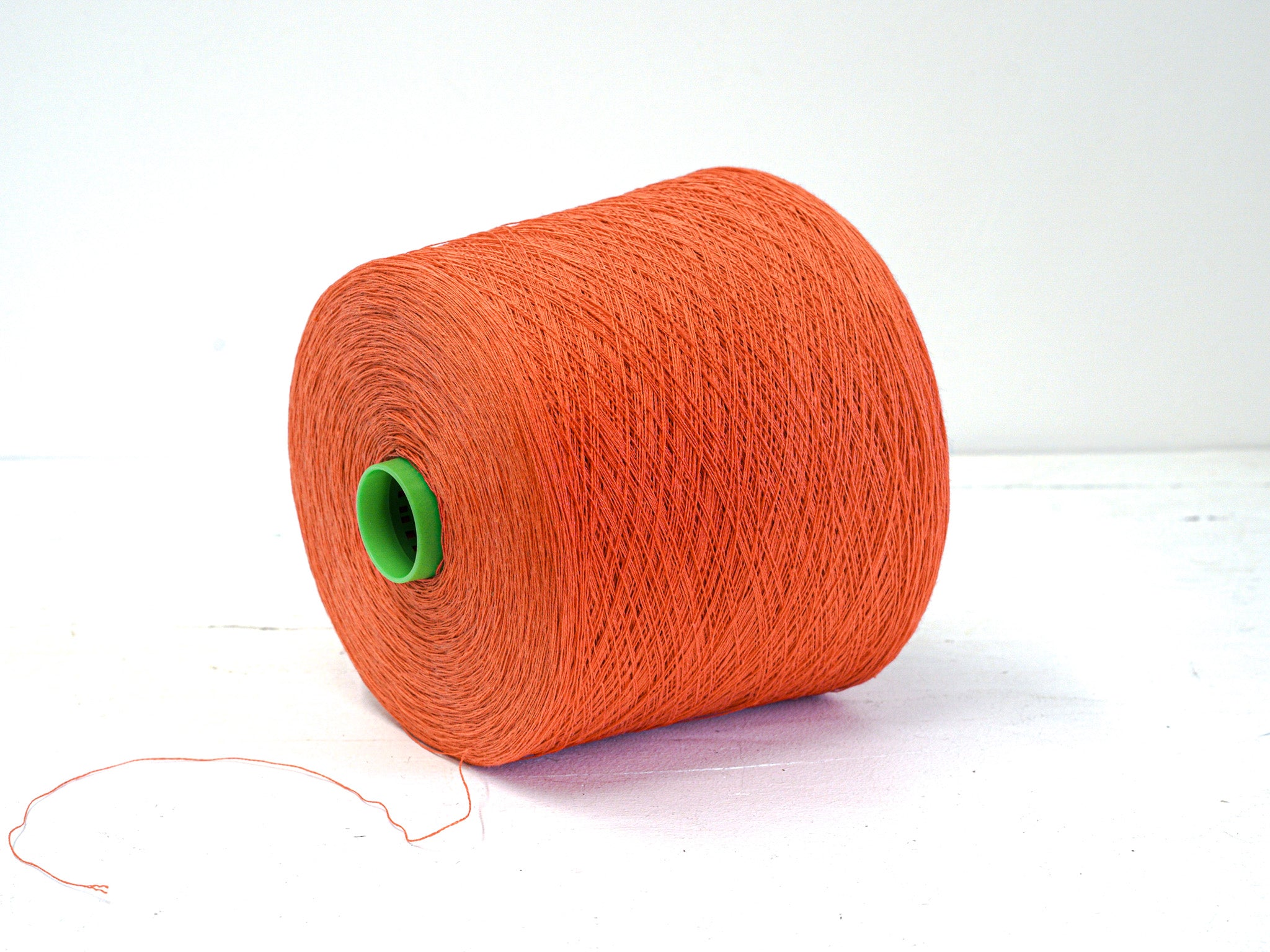 Vibrant orange Linen Yarn: Baltic Flax, Lace Knitting, Crochet (100g/1000m in Cone)