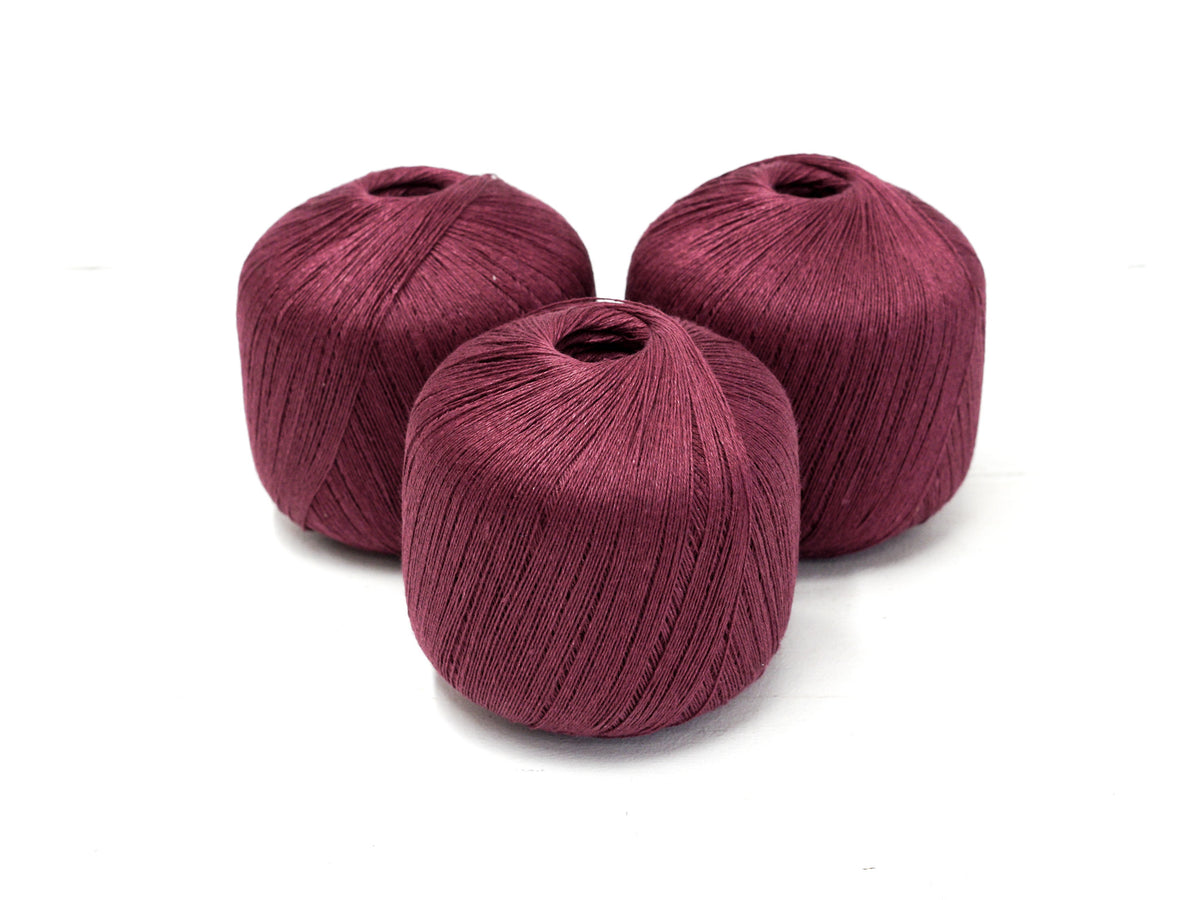 Mulberry Wine 100% Linen Yarn – Lace Weight, 100 g / 600 m