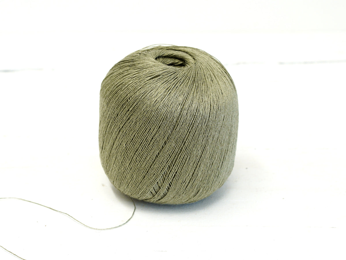Soft Olive Green 100% Linen Yarn | Lace, 100 g / 600 m