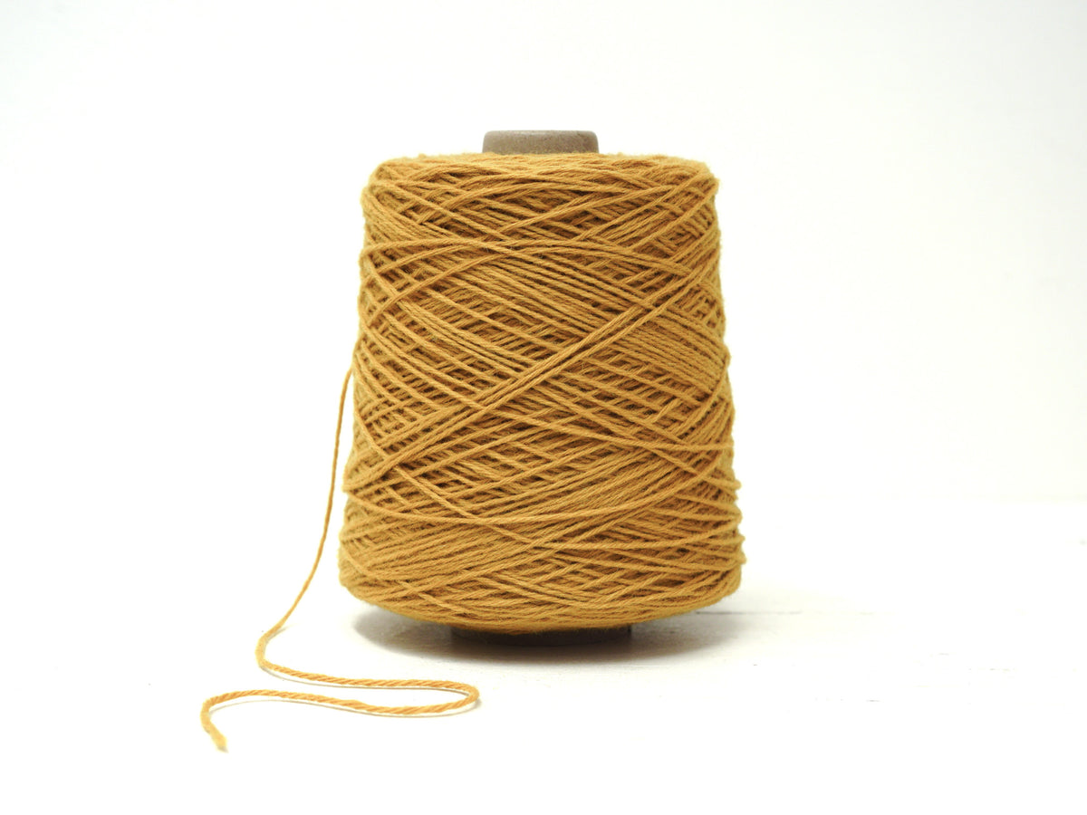 Golden Mustard color wool yarn in cone - 88 New