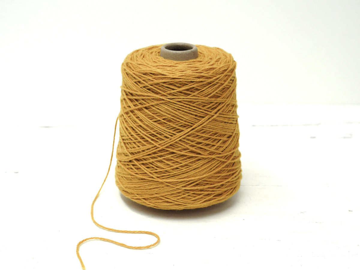 Golden Mustard color wool yarn in cone - 88 New