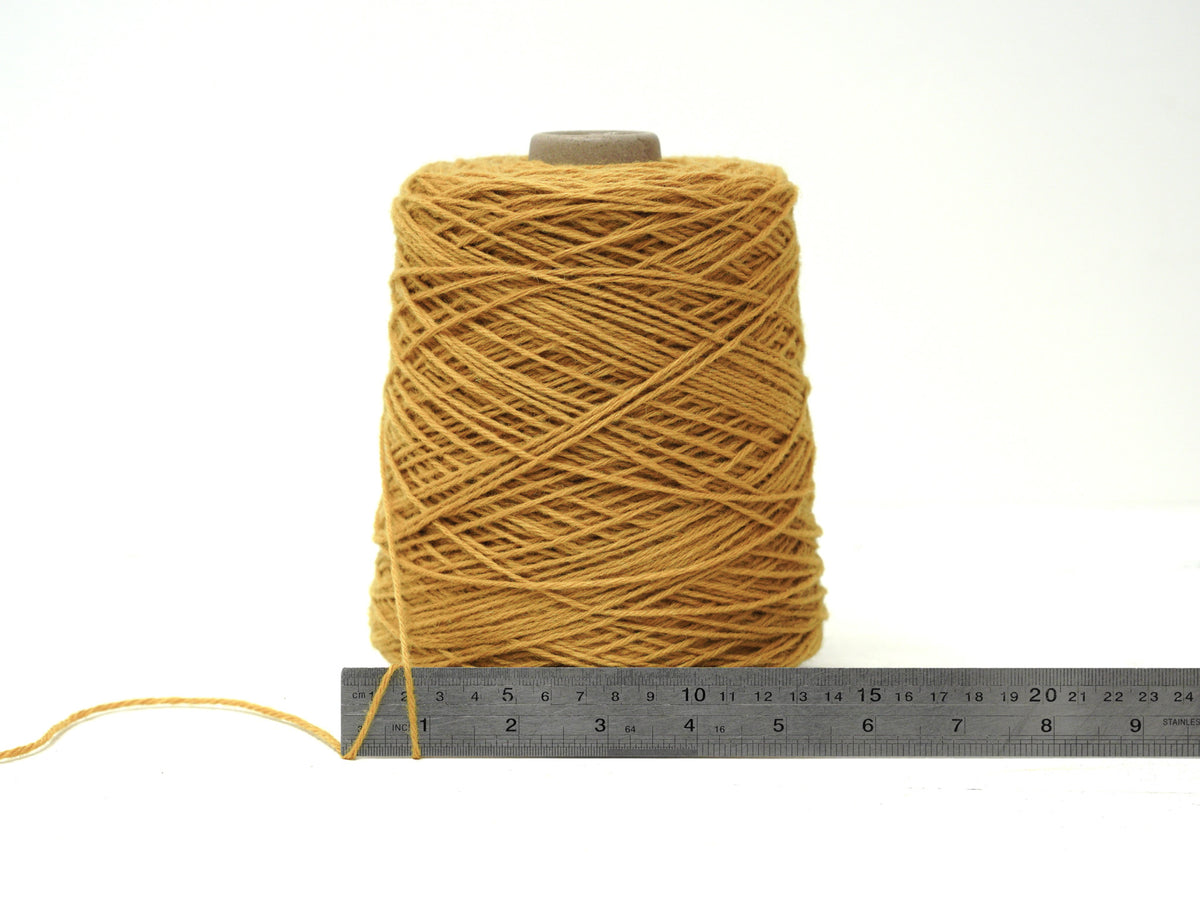 Golden Mustard color wool yarn in cone - 88 New