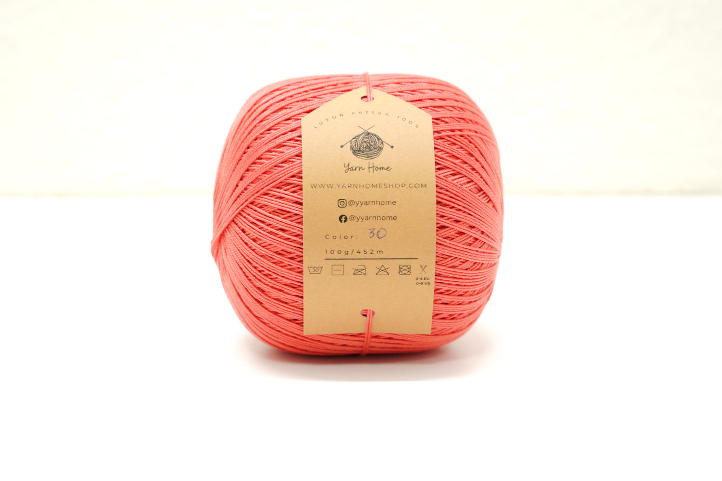 Coral color mercerised cotton 100g/452m