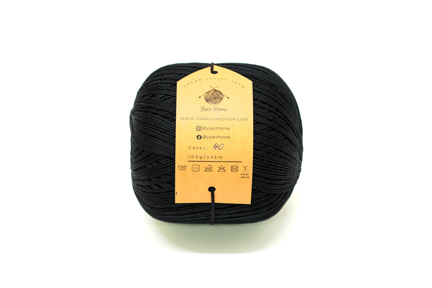 Shiny black mercerised cotton 100g/452m