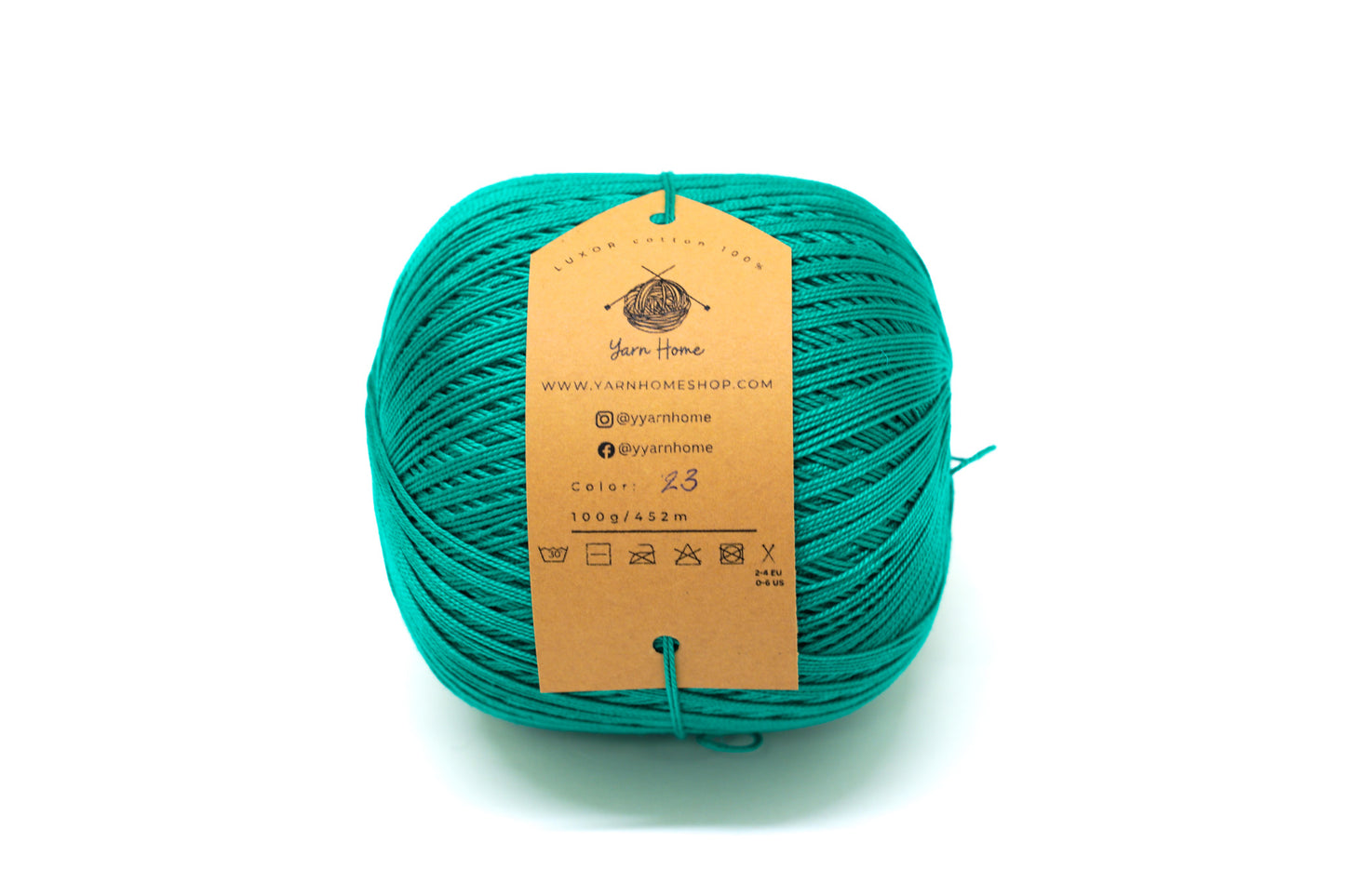 Emerald green color mercerised cotton 100g/452m