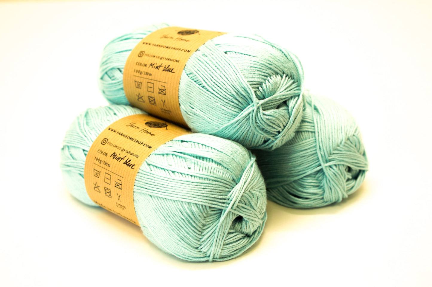 Mint blue bamboo yarn for baby crafts