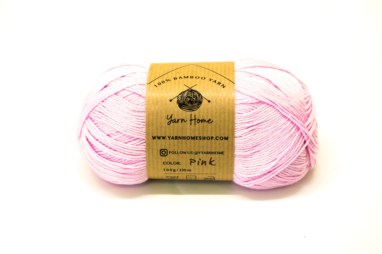 Pink color bamboo yarn 100g./3,5oz.
