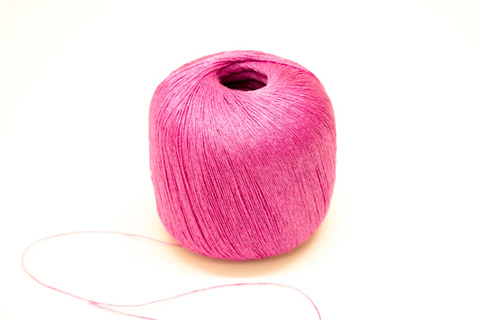 100% linen yarn in pink color