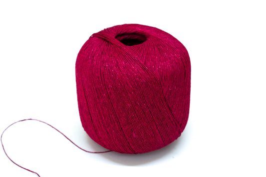100% linen yarn in red melange color