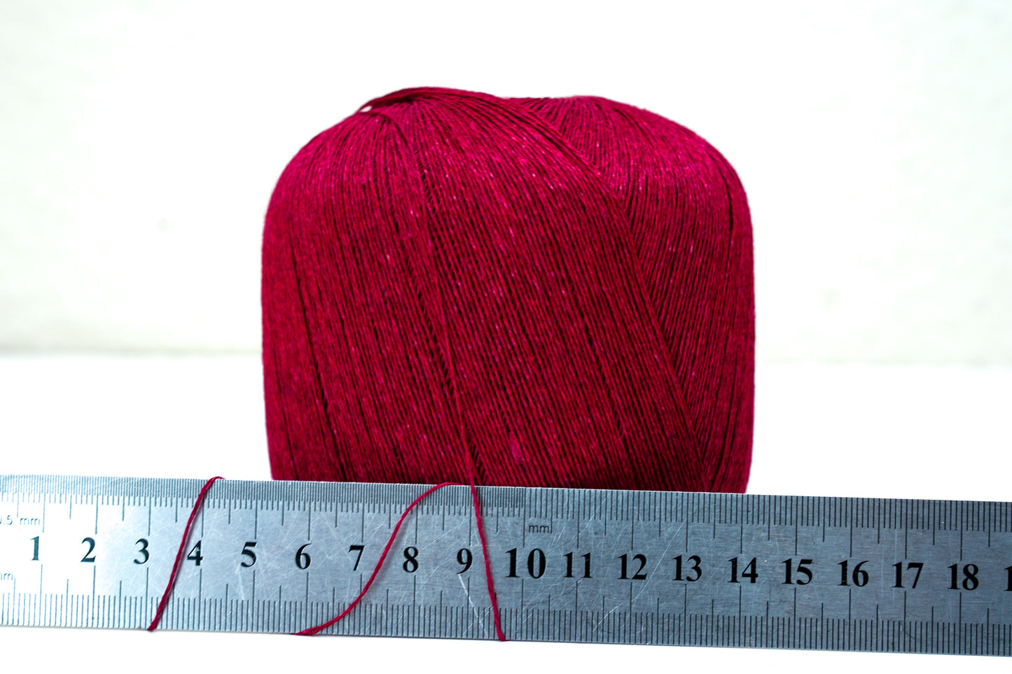 100% linen yarn in red melange color