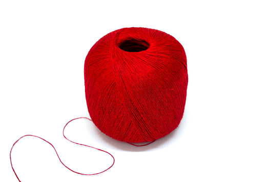 100% linen yarn in bright red color