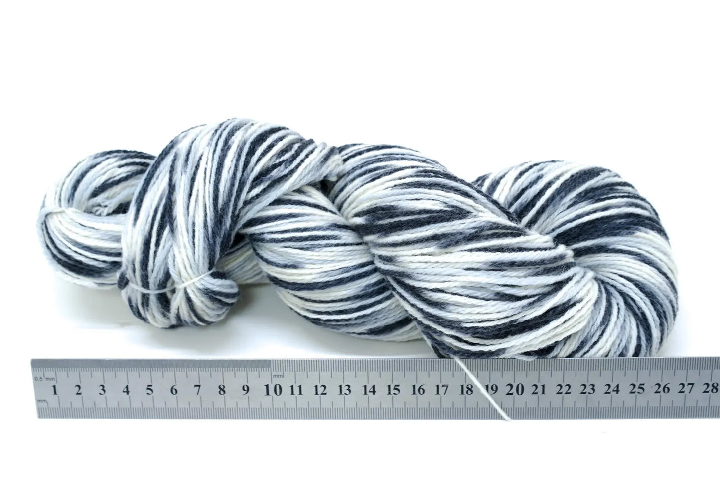White, Grey & Black Mélange New Zealand Wool Yarn - 80% Wool, 20% Polyamide, 100g/300m - Perfect for Socks, Blankets, Slippers & More