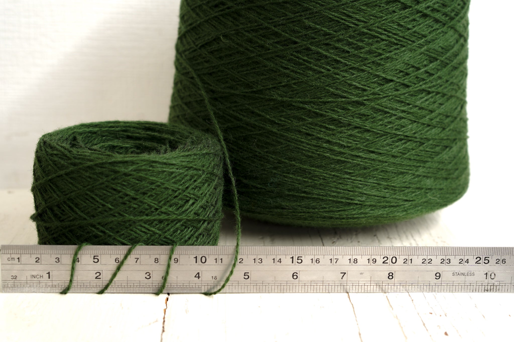Forest green fingering wool yarn in cone - 900g/31.7oz. | forest-green-fingering-wool-yarn-in-cone-900g-31-7oz